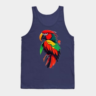 Vibrant Feathers: A Paint Splatter Parrot Masterpiece Tank Top